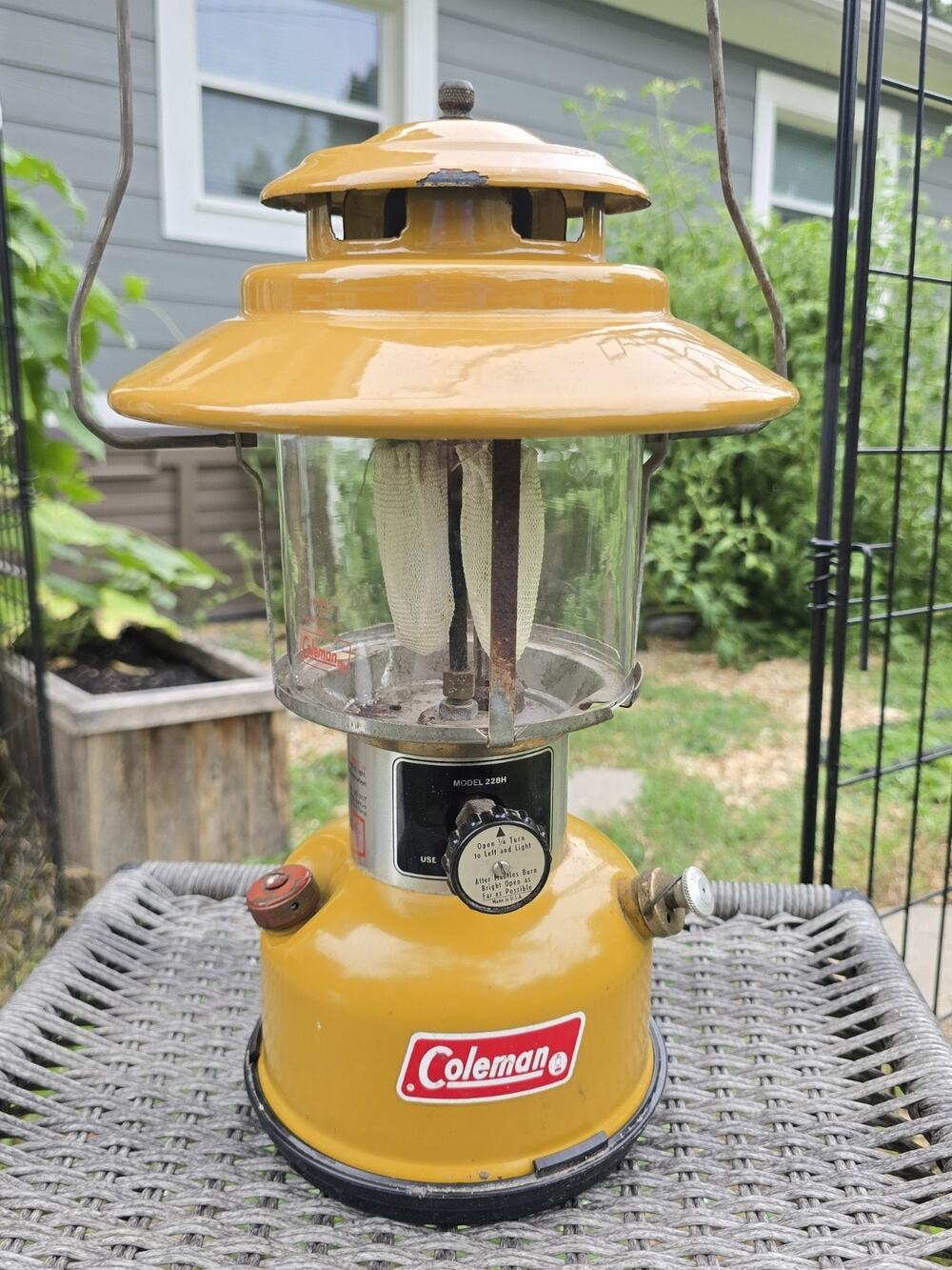 Vintage Coleman 228H Gold Bond Lantern Yellow 2/74 Nice Condition Untested